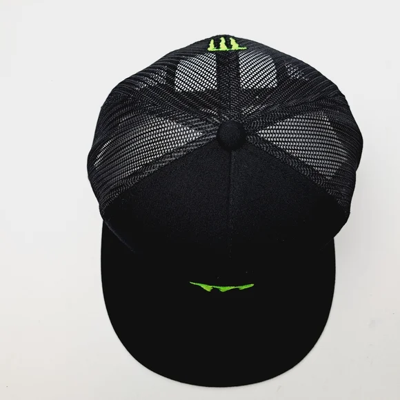 Monster Energy Flat Bill Trucker Mesh Snapback Hat Black - Picture 5 of 5